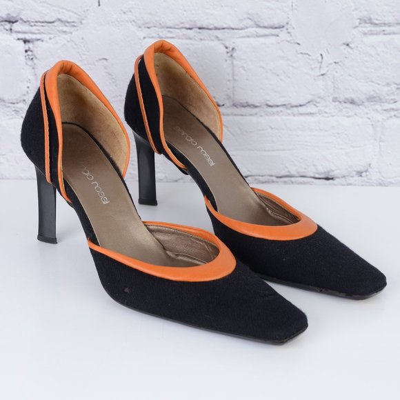 Sergio Rossi Shoes - VTG SERGIO ROSSI Squared Toe Contrast Heels